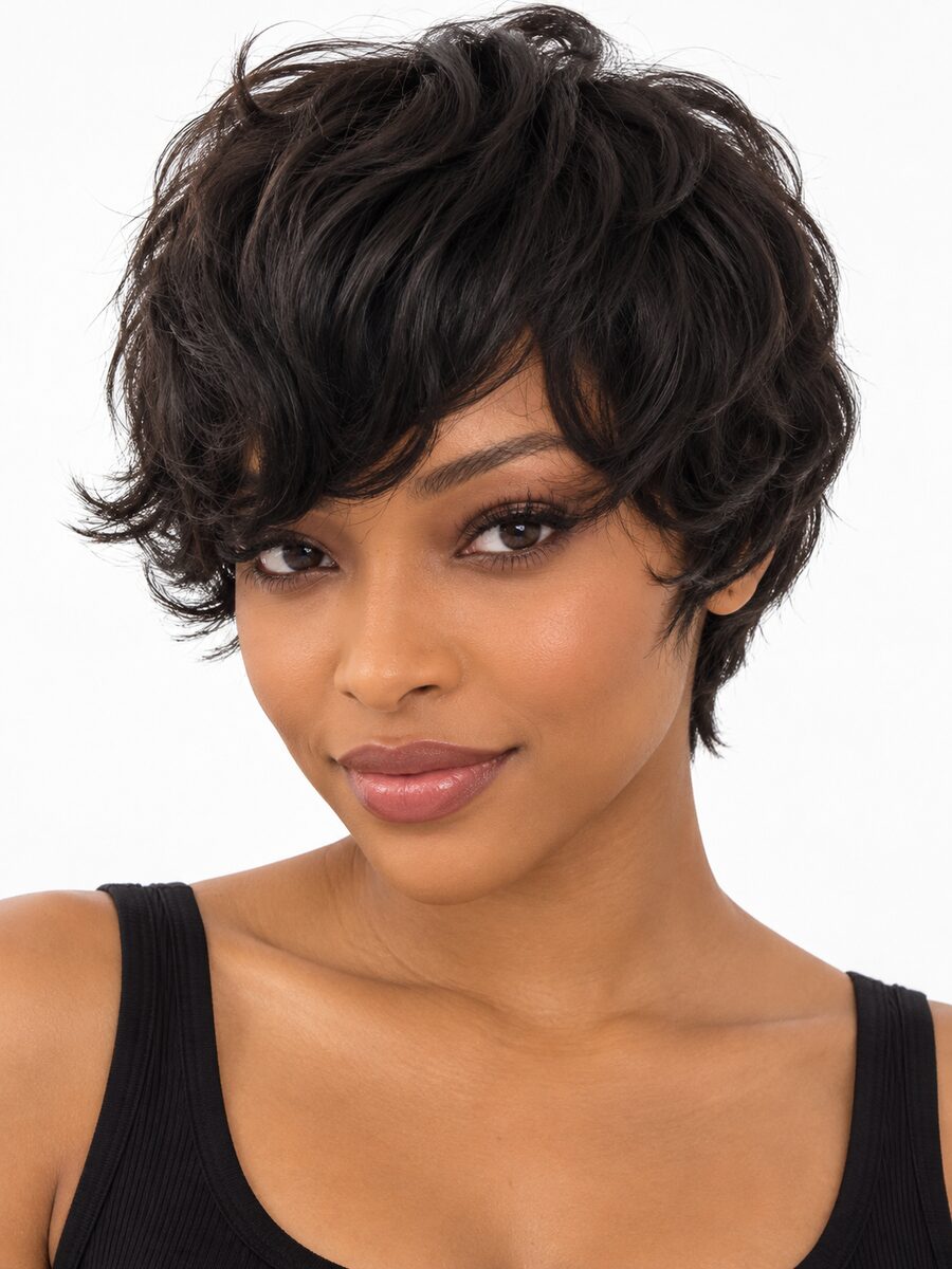 Virgin Hair Black "Robin" Pixie Cut Wig, photo 1 of 5